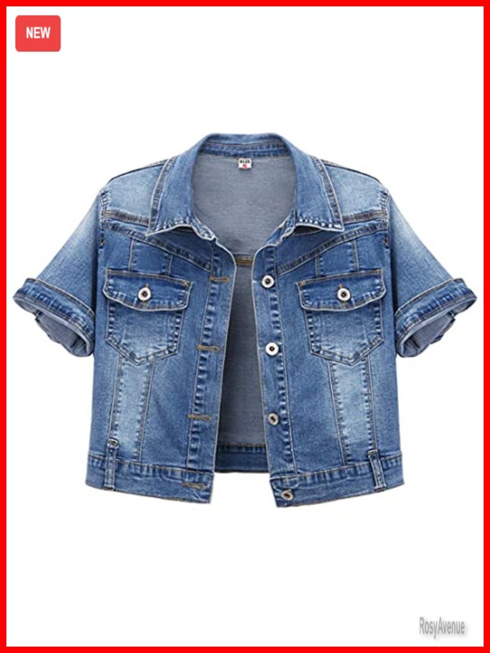 Cropped Denim Trucker Jacket Short Sleeve Women's Summer Jean Coat